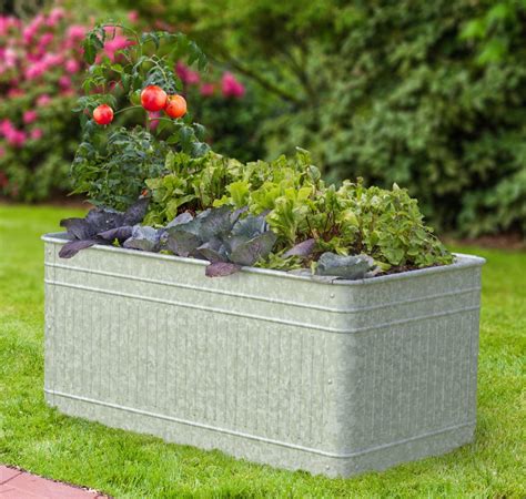 small metal planter box|galvanized garden troughs.